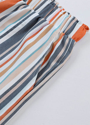 Striped Elastic Waist Shorts - MimiStylez