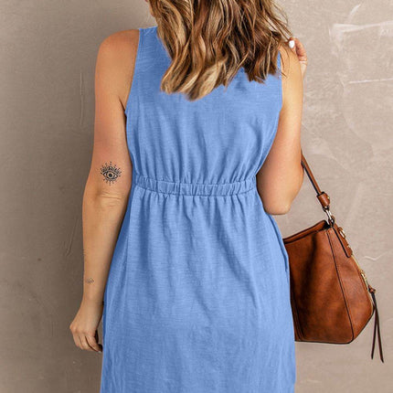 Sleeveless Button Down Mini Magic Dress - MimiStylez