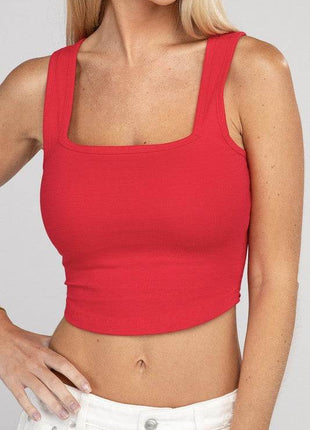Cotton Square Neck Cropped Cami Top - MimiStylez