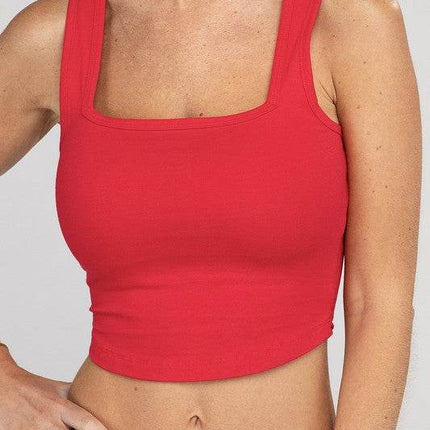 Cotton Square Neck Cropped Cami Top - MimiStylez
