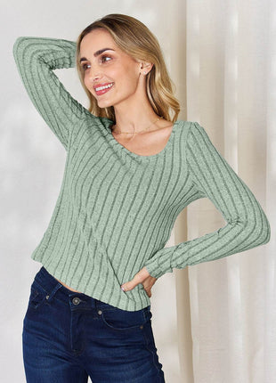 Basic Bae Full Size Ribbed Long Sleeve T-Shirt - MimiStylez