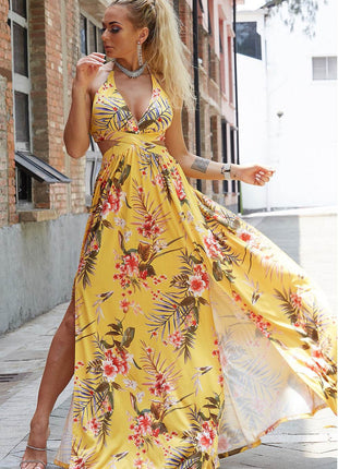 Halter Neck Split Dress - MimiStylez