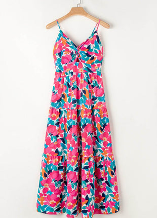 Printed V-Neck Maxi Cami Dress - MimiStylez