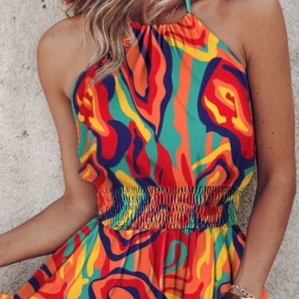 Paisley Print Halter Neck Mini Dress - MimiStylez