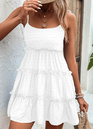 Frill Spaghetti Strap Tiered Dress - MimiStylez