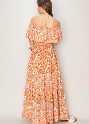 HYFVE Floral Off-Shoulder Tie Front Maxi Dress - MimiStylez