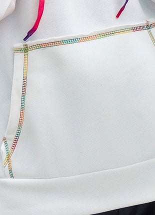 Contrast Stitching Drawstring Raglan Sleeve Hoodie - MimiStylez