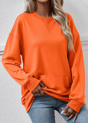 Round Neck Long Sleeve Sweatshirt - MimiStylez