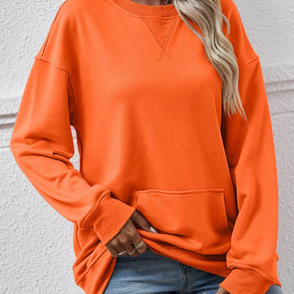 Round Neck Long Sleeve Sweatshirt - MimiStylez