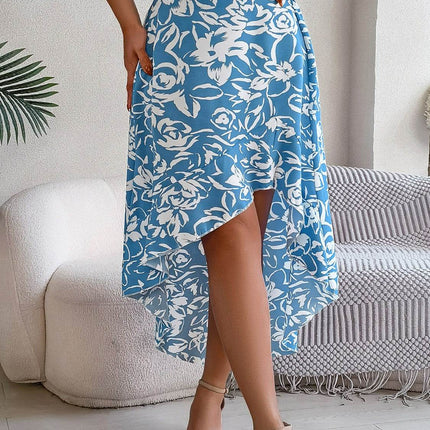 High-Low Printed High Waist Skirt - MimiStylez