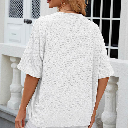 Eyelet Open Front Half Sleeve Cardigan - MimiStylez