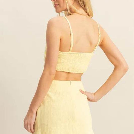 HYFVE Ruched Bra Top and Mini Skirt Set - MimiStylez