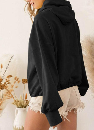 Zip-Up Dropped Shoulder Hoodie - MimiStylez