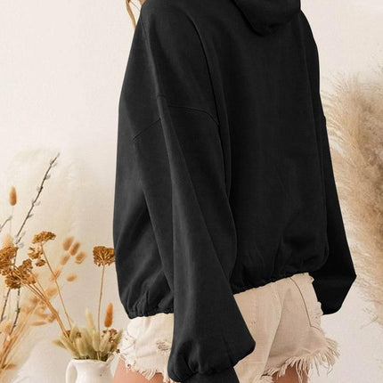 Zip-Up Dropped Shoulder Hoodie - MimiStylez