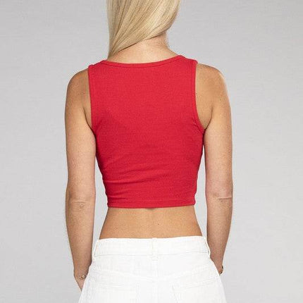 Cotton Square Neck Cropped Cami Top - MimiStylez