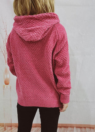 Drawstring Long Sleeve Hooded Sweater - MimiStylez