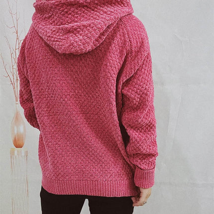 Drawstring Long Sleeve Hooded Sweater - MimiStylez