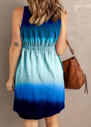 Double Take Scoop Neck Buttoned Sleeveless Magic Dress with Pockets - MimiStylez