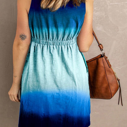 Double Take Scoop Neck Buttoned Sleeveless Magic Dress with Pockets - MimiStylez