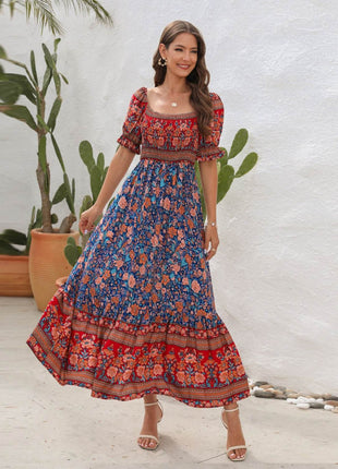 Floral Flounce Sleeve Midi Dress - MimiStylez