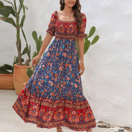 Floral Flounce Sleeve Midi Dress - MimiStylez
