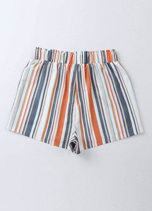 Striped Elastic Waist Shorts - MimiStylez