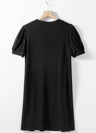 Pin-Tuck Notched Short Sleeve Dress - MimiStylez