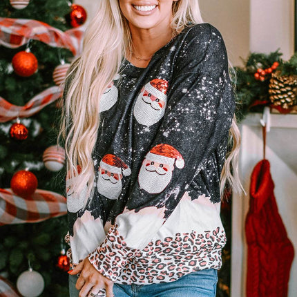 Sequin Patch Christmas Element Sweatshirt - MimiStylez
