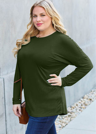 Basic Bae Full Size Round Neck Dropped Shoulder T-Shirt - MimiStylez