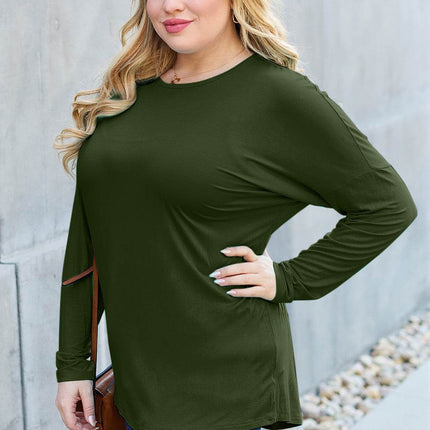 Basic Bae Full Size Round Neck Dropped Shoulder T-Shirt - MimiStylez