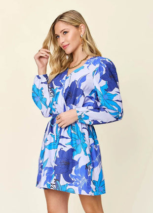 Double Take Full Size Floral Long Sleeve Romper with Pockets - MimiStylez