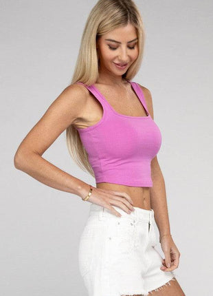 Cotton Square Neck Cropped Cami Top - MimiStylez
