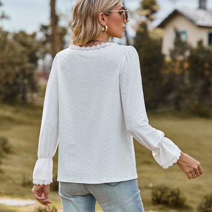 V-Neck Flounce Sleeve Blouse - MimiStylez