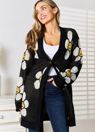 Floral Button Down Longline Cardigan - MimiStylez