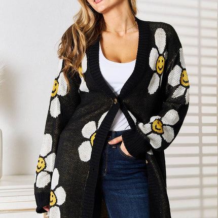 Floral Button Down Longline Cardigan - MimiStylez