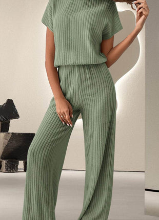 Round Neck Short Sleeve Jumpsuit - MimiStylez