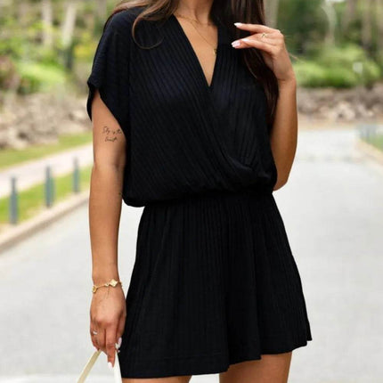 Surplice Short Sleeve Romper - MimiStylez