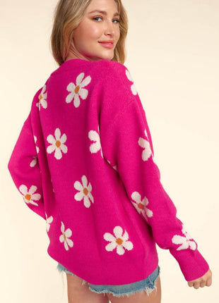 Haptics Full Size Daisy Floral Button Down Long Sleeve Cardigan - MimiStylez