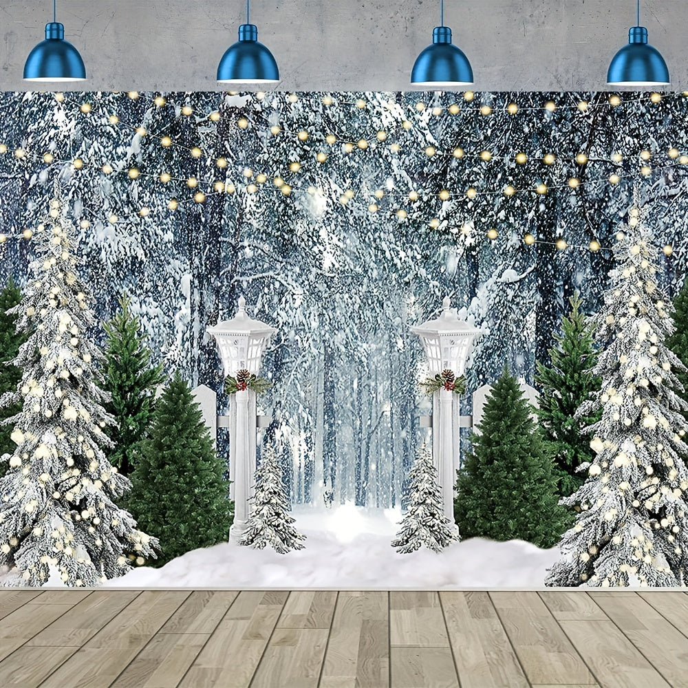 1pc Winter Wonderland Vinyl Photography Backdrop - Snow Forest Background, Family Gathering, Portrait, Photo Studio Booth Props, Christmas Wall Decor - Large Size, Durable, Easy to Use, High-Quality Print