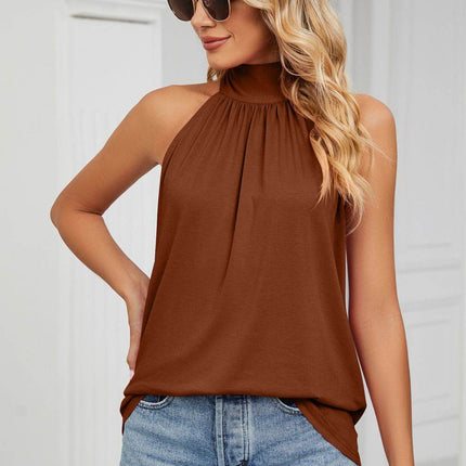 Gathered Detail Tied Sleeveless Top - MimiStylez