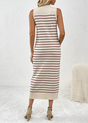 Round Neck Sleeve Midi Knit Dress - MimiStylez