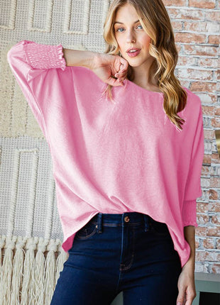 Reborn J Texture Round Neck Smocked Half Sleeve Top - MimiStylez