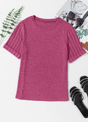 Round Neck Short Sleeve T-Shirt - MimiStylez