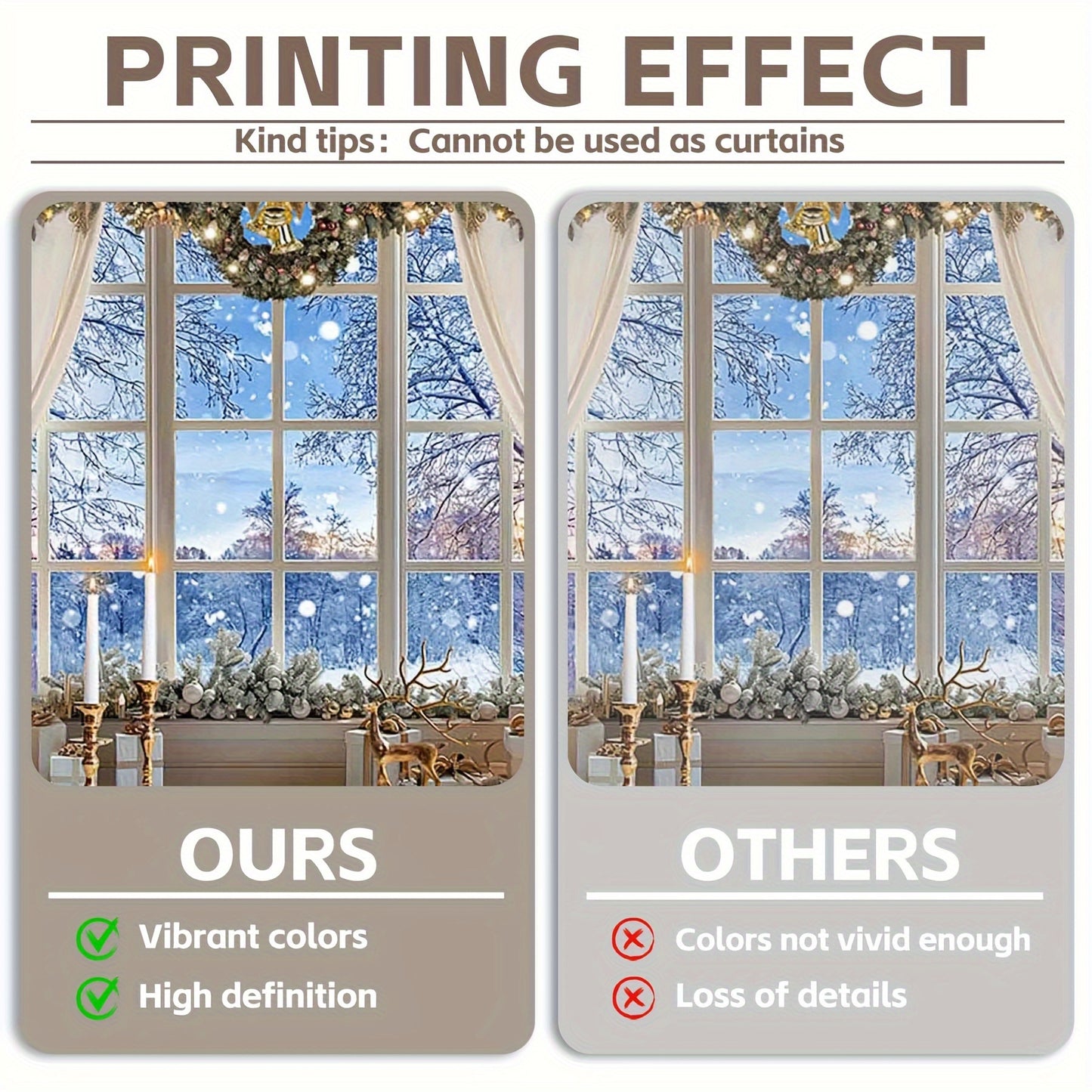 UUFelice Premium Polyester Christmas Backdrop - 7x5ft/8x6ft/10x8ft, Winter Snow Scene with Xmas Tree & Deer, Star of Bethlehem Theme for Indoor/Outdoor Holiday Decorations and Photo Booths, Easy Hang with Grommets, Machine Washable