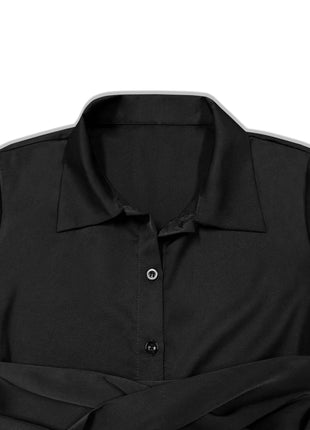 Button Down Belted Midi Shirt Dress - MimiStylez