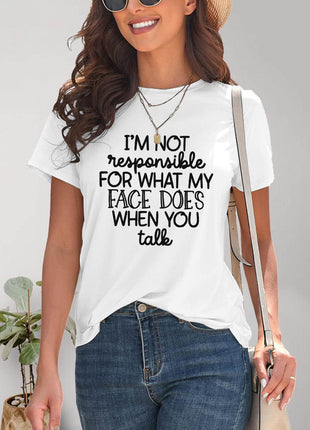 Letter Graphic Round Neck Short Sleeve T-Shirt - MimiStylez