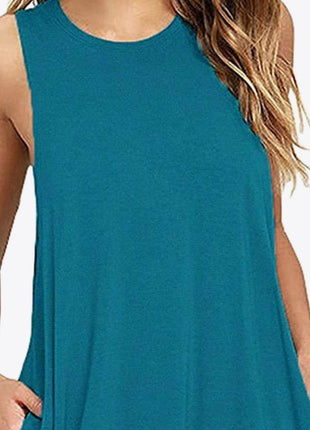 Full Size Round Neck Sleeveless Dress with Pockets - MimiStylez