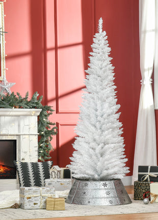 6.5FT Pre Lit Christmas Tree Artificial Xmas Tree With 450 Multi-Color LED Lights, 1227 Branch Tips, Metal Base