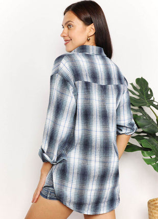 Plaid Dropped Shoulder Shirt - MimiStylez