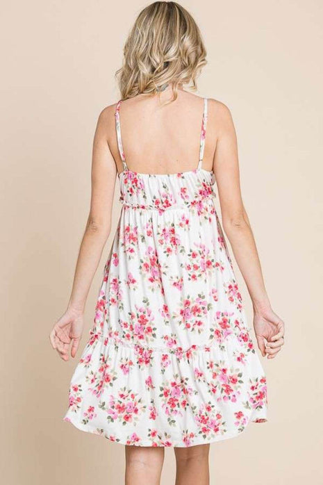 Culture Code Full Size Floral Frill Cami Dress - MimiStylez